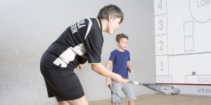 interactive squash coaching with trainer Carola